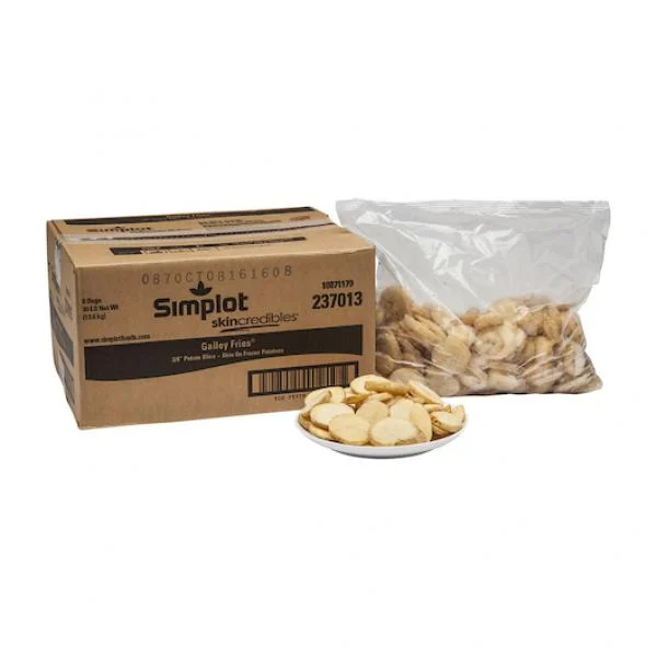 Simplot Skincredibles 8 Inch  Galley Cut Potatoslices Skin On 5 Pound Each - 6 Per Case.