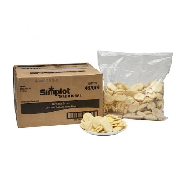 Simplot Traditional 4 Inch  Cottage Crinkle Cutslices Skin On 5 Pound Each - 6 Per Case.