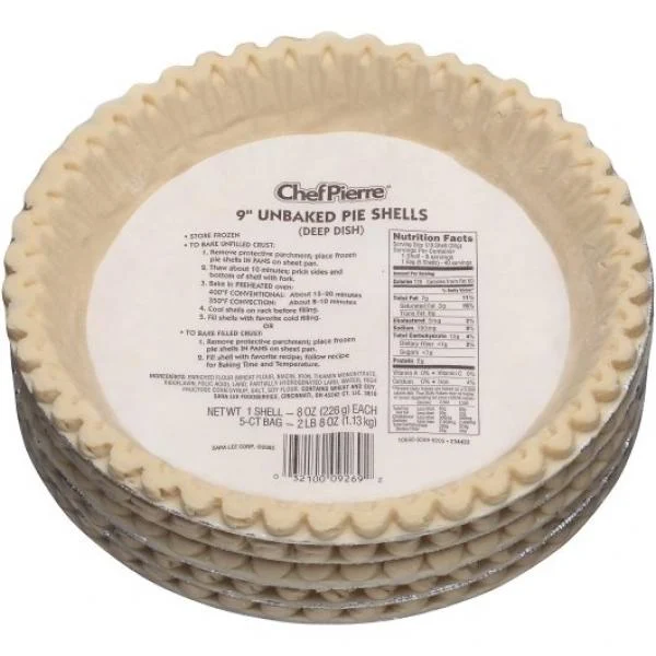 Chef Pierre Pie Shell Chef Pierre Unbaked Deep Dish 9 Inch - 8 Ounce Size - 20 Per Case.