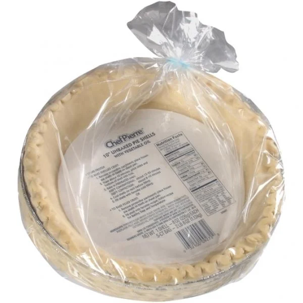 Chef Pierre Pie Shell Vegetable Shortening Unbaked 10 Inch 2.5 Pound Each - 4 Per Case.