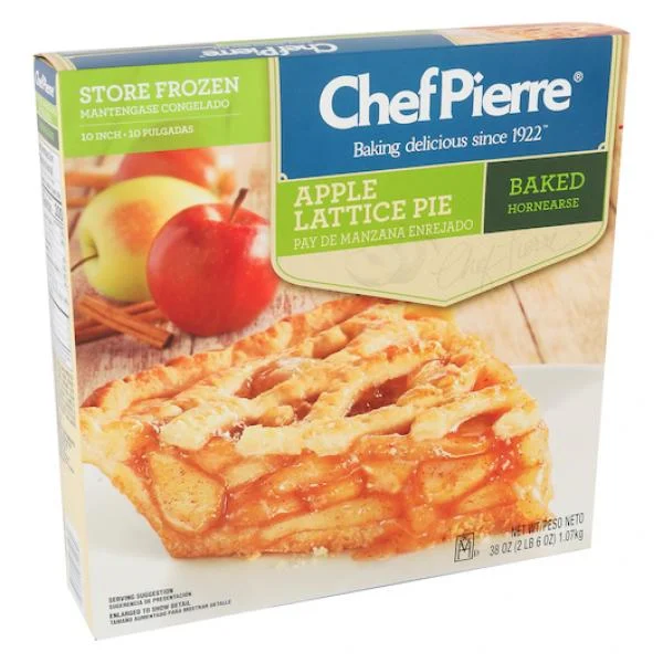 Chef Pierre Pre Baked Apple Lattice 10 Inch Pie 38 Ounce Size - 6 Per Case.