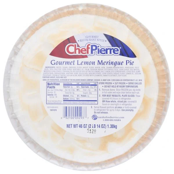 Chef Pierre Pie Gourmet Lemon Meringue 10 Inch 2.875 Pound Each - 4 Per Case.