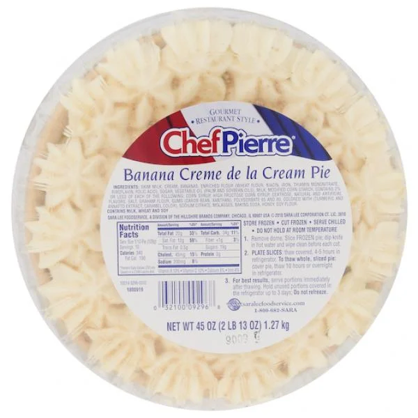 Chef Pierre Pie Banana Creme 10 Inch  45 Ounce Size - 4 Per Case.