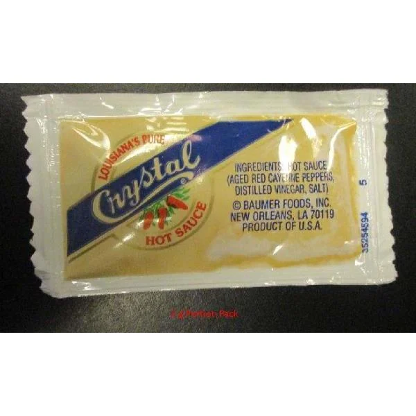 Crystal Hot Sauce 3 Grams Each - 200 Per Case.