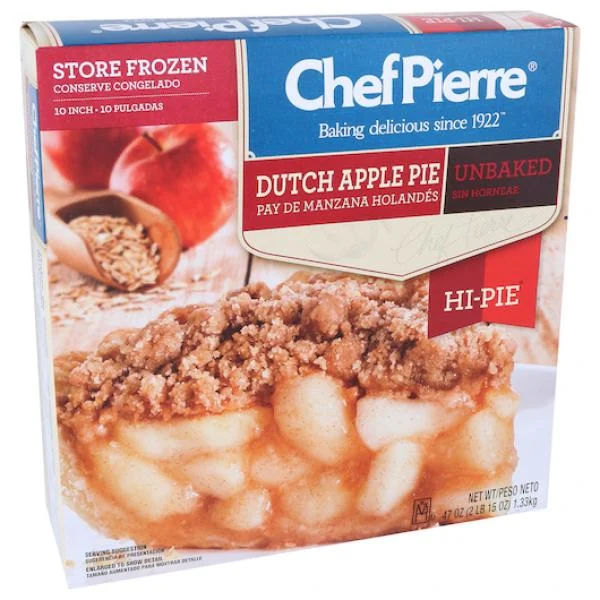 Chef Pierre Dutch Apple Pie High Unbaked 10 Inch 6-47 Ounce Kosher 6-47 Ounce
