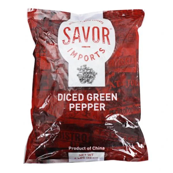 Savor Imports Pepper Green 8 Inch Diced Individual Quick Frozen 2 Pound Each - 6 Per Case.