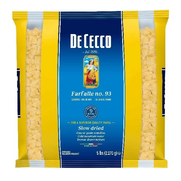 De Cecco Pasta Farfalle 5 Pound Each - 4 Per Case.