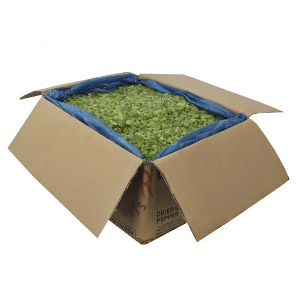 Savor Imports Green Pepper Diced 8 Inch 50 Pound Each - 1 Per Case.