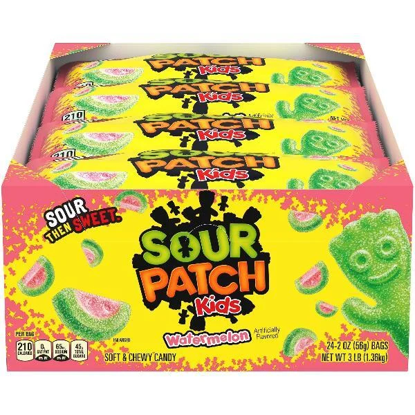 Sour Patch Watermelon Soft Candy Fat Free 2 Ounce Size - 288 Per Case.