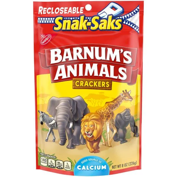 Barnums Lunchbox Crackers Snak Saks 8 Ounce Size - 12 Per Case.