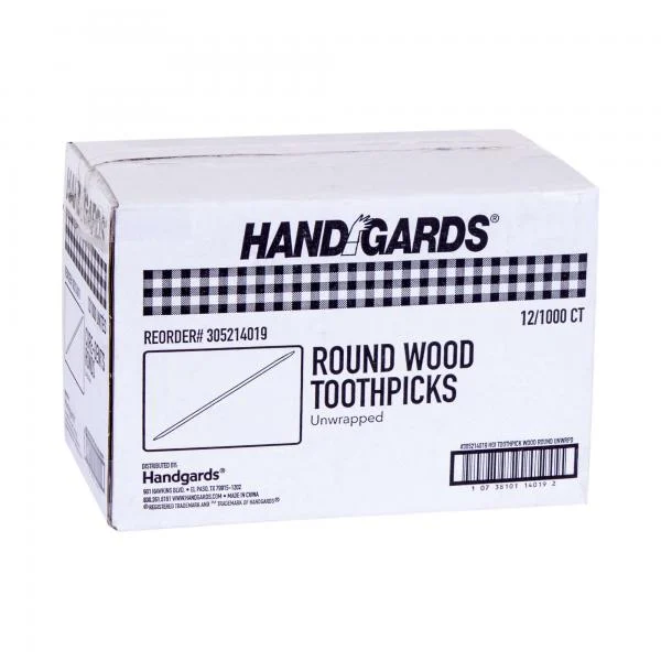 Handgards 2.5 Inch Round Wood Toothpick 12 - 1000 - 1000 Ea