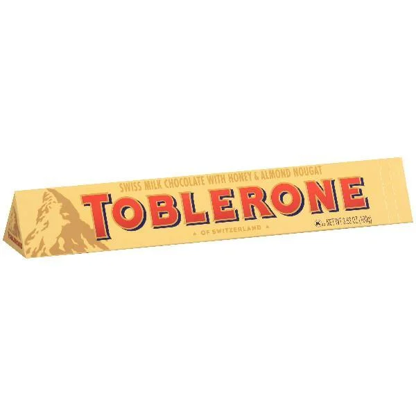 Toblerone Chocolate Bar Milk Chocolate 3.52 Ounce Size - 80 Per Case.