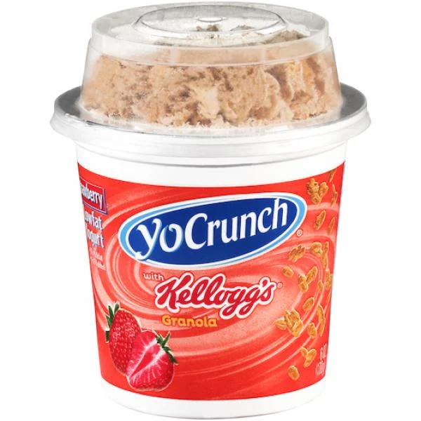 Yocrunch Granola With Low Fat Strawberry Yogurt & Toppers 6 Ounce Size - 8 Per Case.