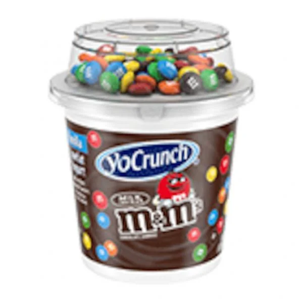 Yocrunch Milk Chocolate M&M's With Low Fat Vanilla Yogurt & Toppers 6 Ounce Size - 8 Per Case.