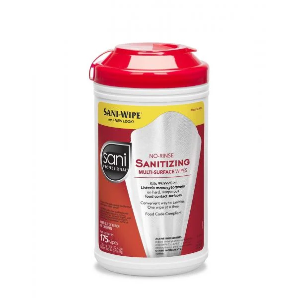Sani Professional/Nice Pak Sanitizing Wipes Extra Large Canister No Rinse 6 - 175 Cnt