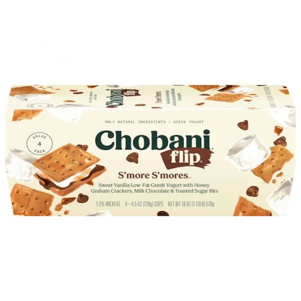 Chobani Flip Low Fat Greek Yogurt S'more S'mores Pack 18 Ounce Size - 3 Per Case.