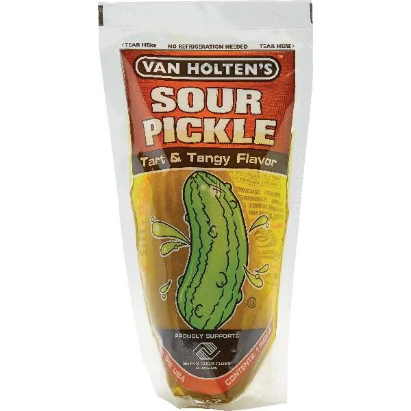 Van Holten's Large Sour Pickle Individually Packed In A Pouch, 1 Each - 12 Per Case.