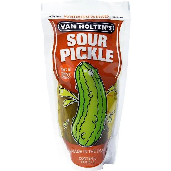Van Holten's Jumbo Sour Pickle Individually Packed In A Pouch 1 Each - 12 Per Case.