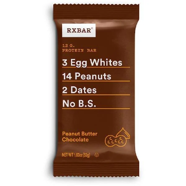 Rxbar Peanut Butter Chocolate Protein Bar 1.83 Ounce Size - 72 Per Case.
