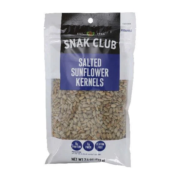 Snak Club Premium Sunflower Kernels 7.5 Ounce Size - 6 Per Case.