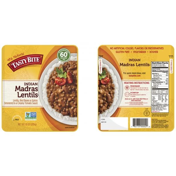 Tasty Bite Madras Lentils 10 Ounce Size - 48 Per Case.