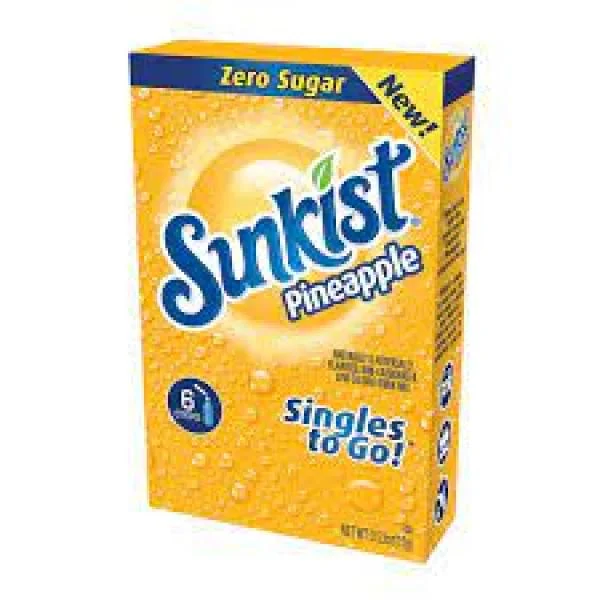 Sunkist Pineapple Drink Mix Singles 6 Count Packs - 12 Per Case.