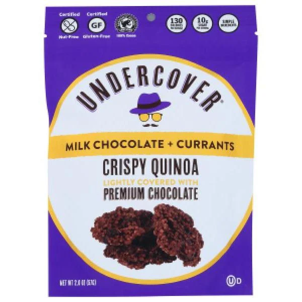 Undercover Snacks Milk Chocolate Currant 2 Ounce Size - 12 Per Case.