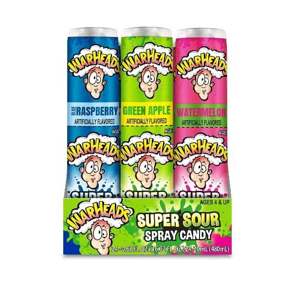 Warheads Super Sour Spray Candy 0.68 Fluid Ounce - 288 Per Case.