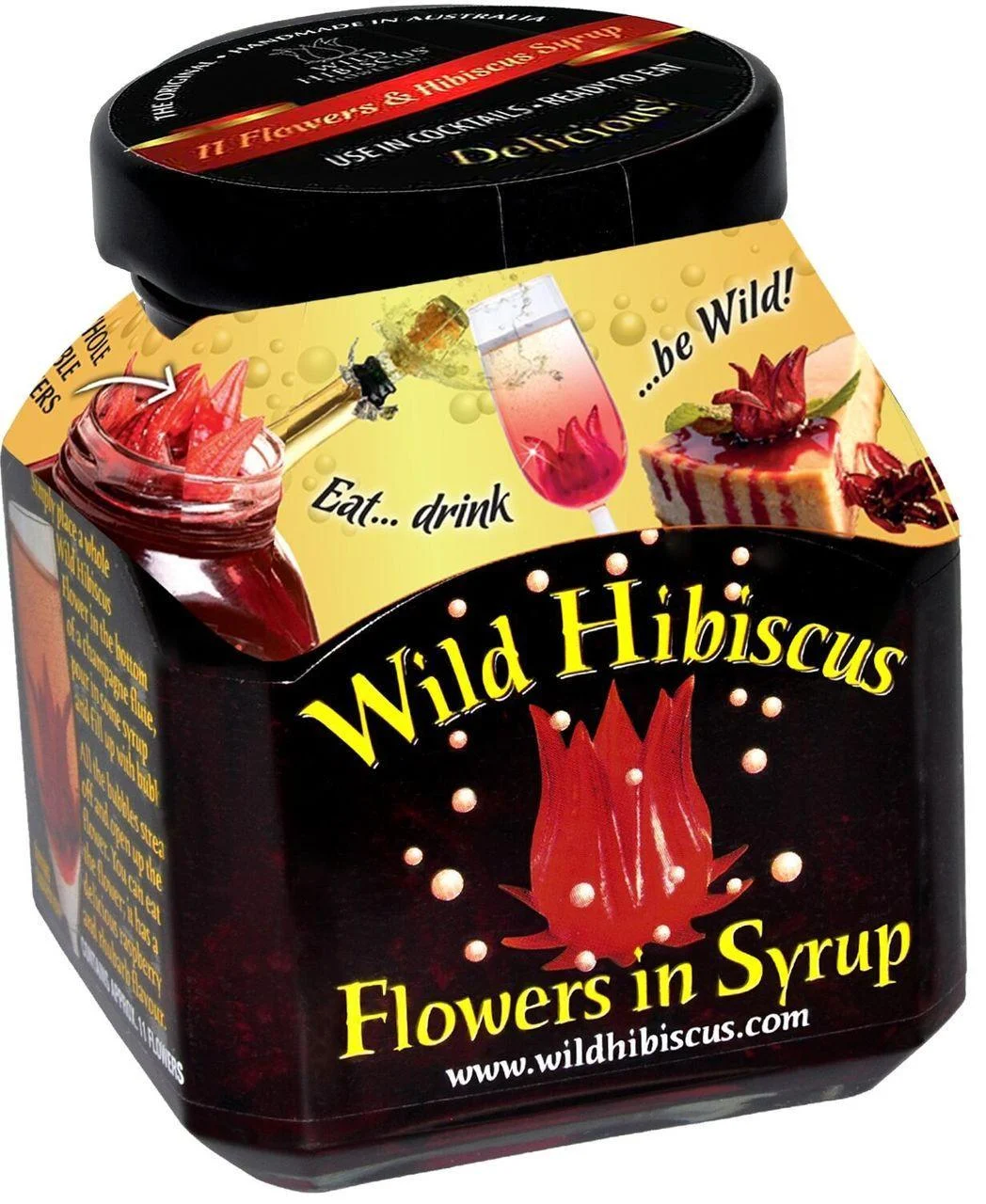 Wild Hibiscus Flowers in Syrup (11 Flowers), 8.8 oz