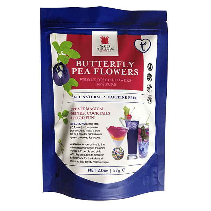 Wild Hibiscus Whole Butterfly Pea Flowers, 2 oz