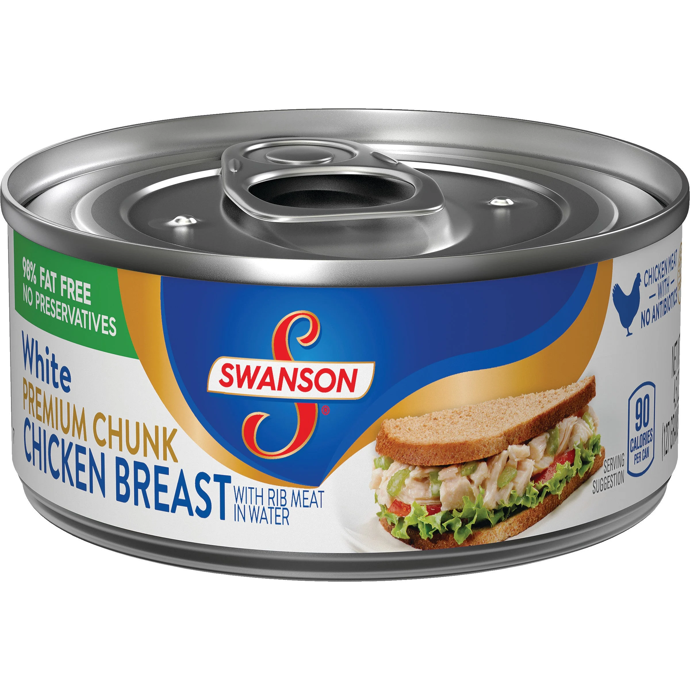 Swanson Chicken White Chunk 4.5 Ounce Size - 24 Per Case.