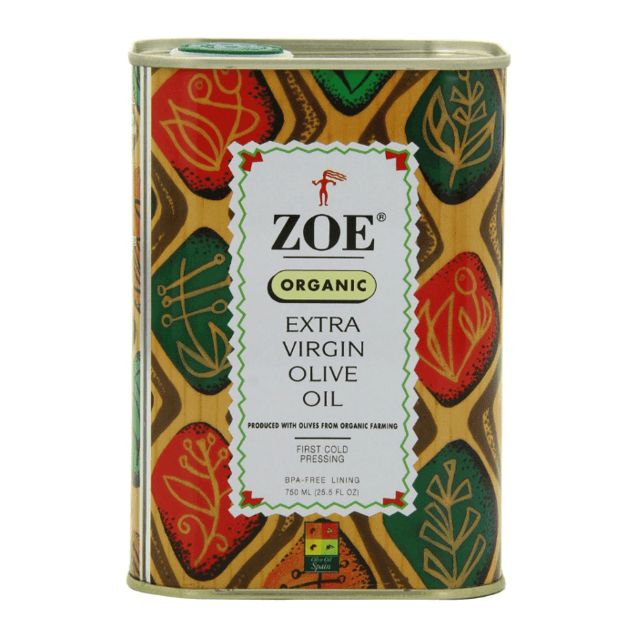 ZOE Organic Extra Virgin Olive Oil in Tin, 25 oz (740mL)